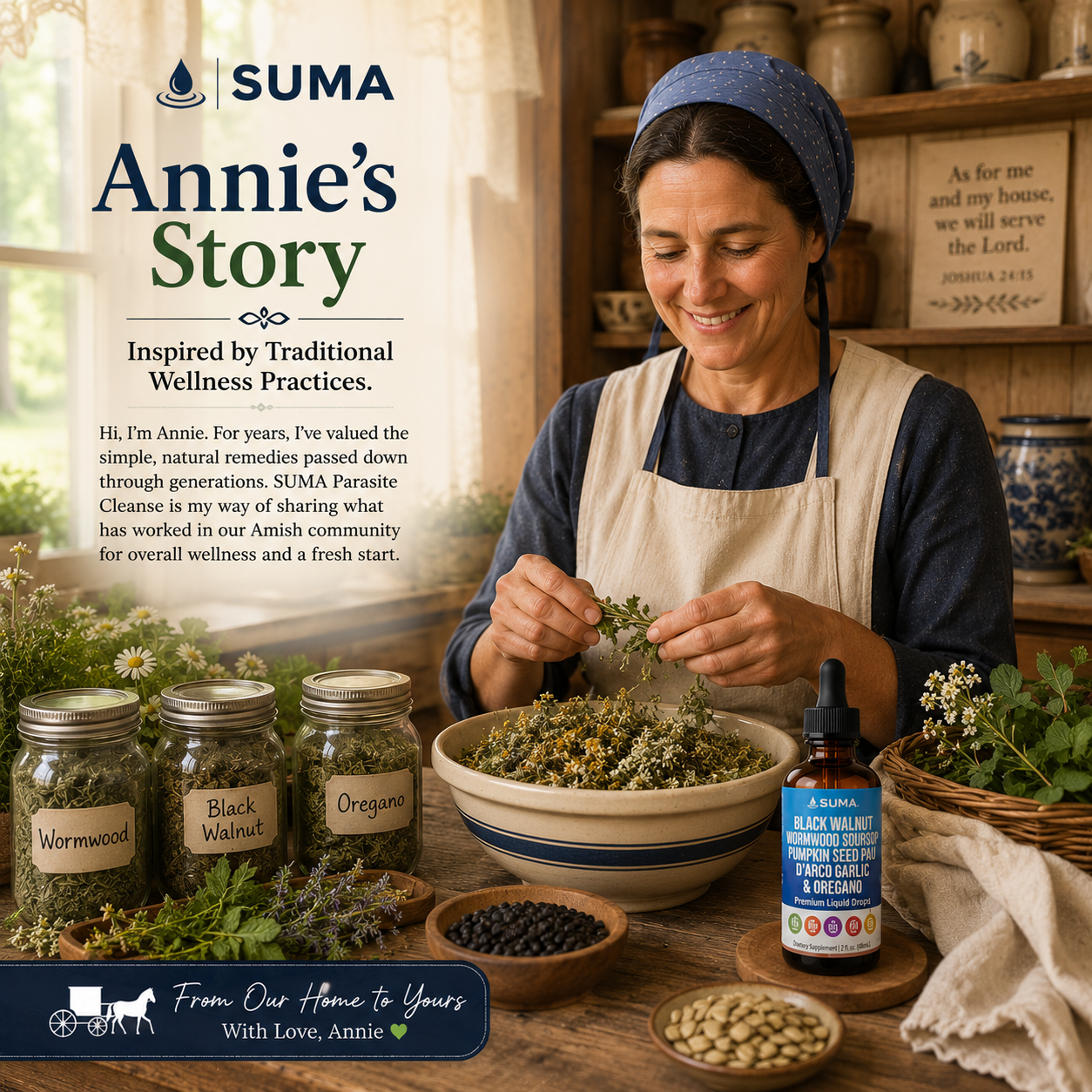 SUMA™ "No More Bloat" Herbal Cleanse - Black Walnut Wormwood Soursop Pumpkin Seed Pau D'arco Garlic & Oregano